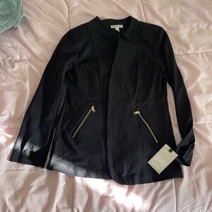 Dana Buchman Black Blazer with Gold Zipper Accents